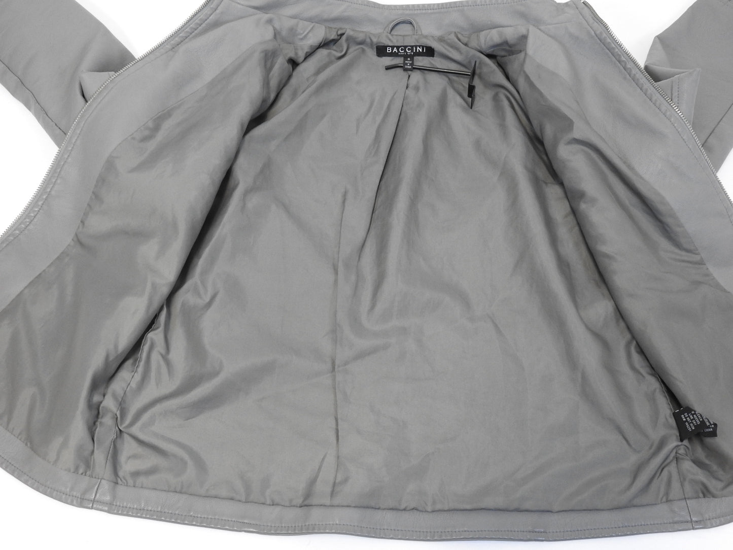 Baccini Women's Gray Faux Leather Biker Jacket