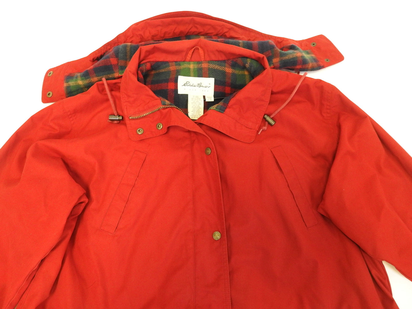Eddie Bauer Women's Wool Lined Red Hooded Chore Barn Coat