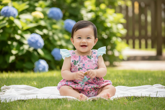 Pete+Lucy Girls Pink Raspberry Petals Romper 9-12 mos