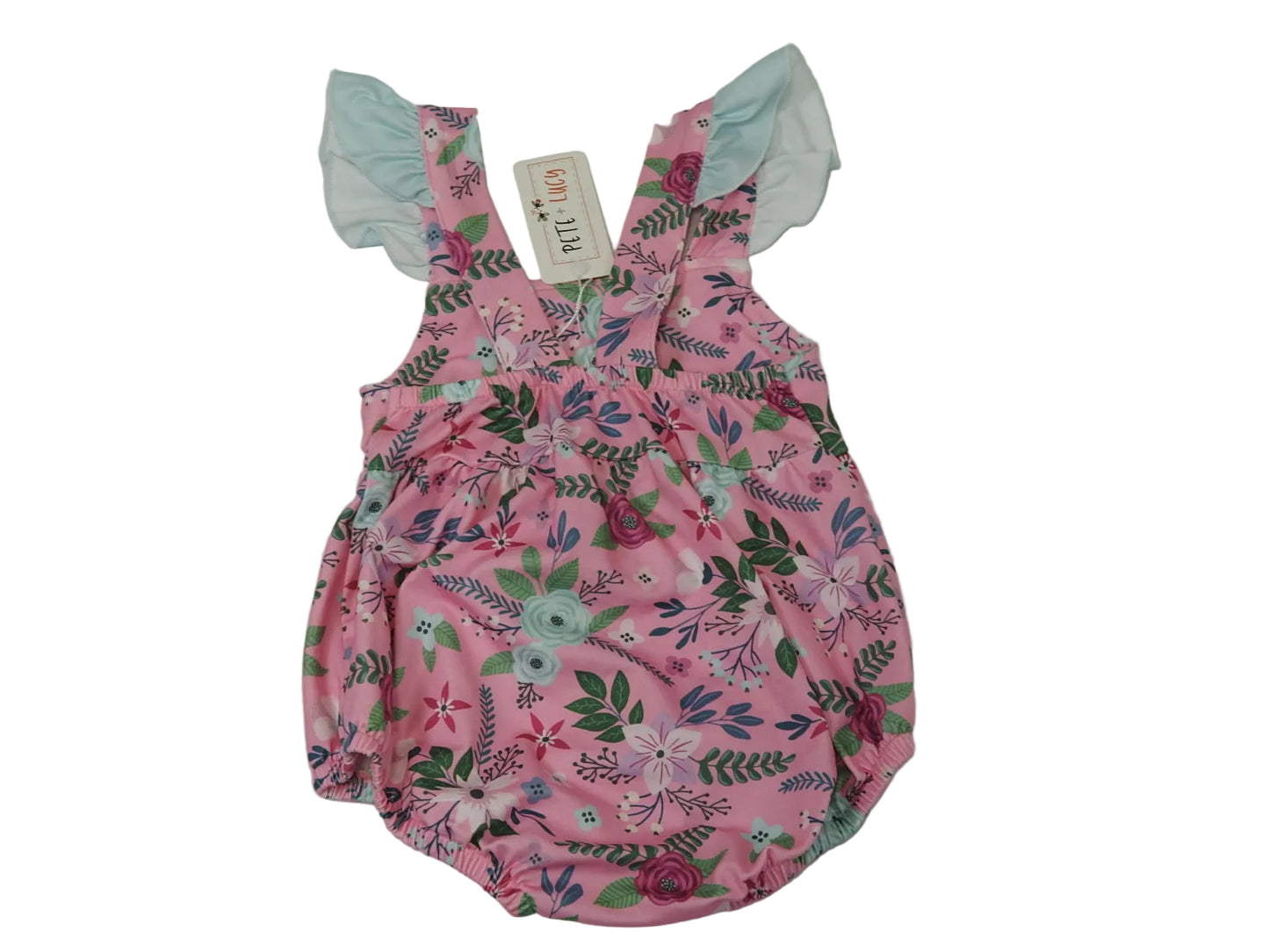 Pete+Lucy Girls Pink Raspberry Petals Romper 9-12 mos
