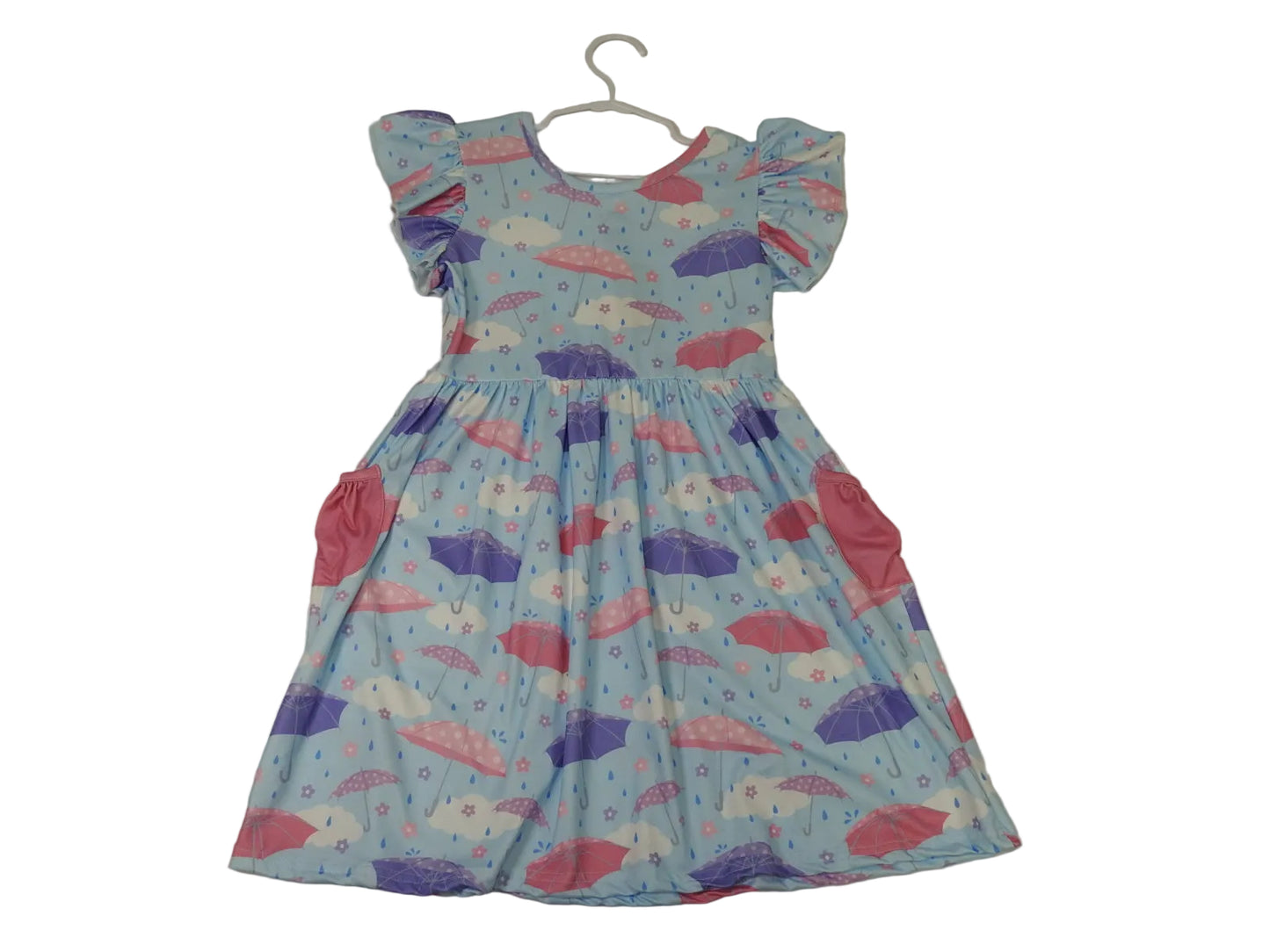 Pete & Lucy Girls Blue Rainy Days Dress Size 6X
