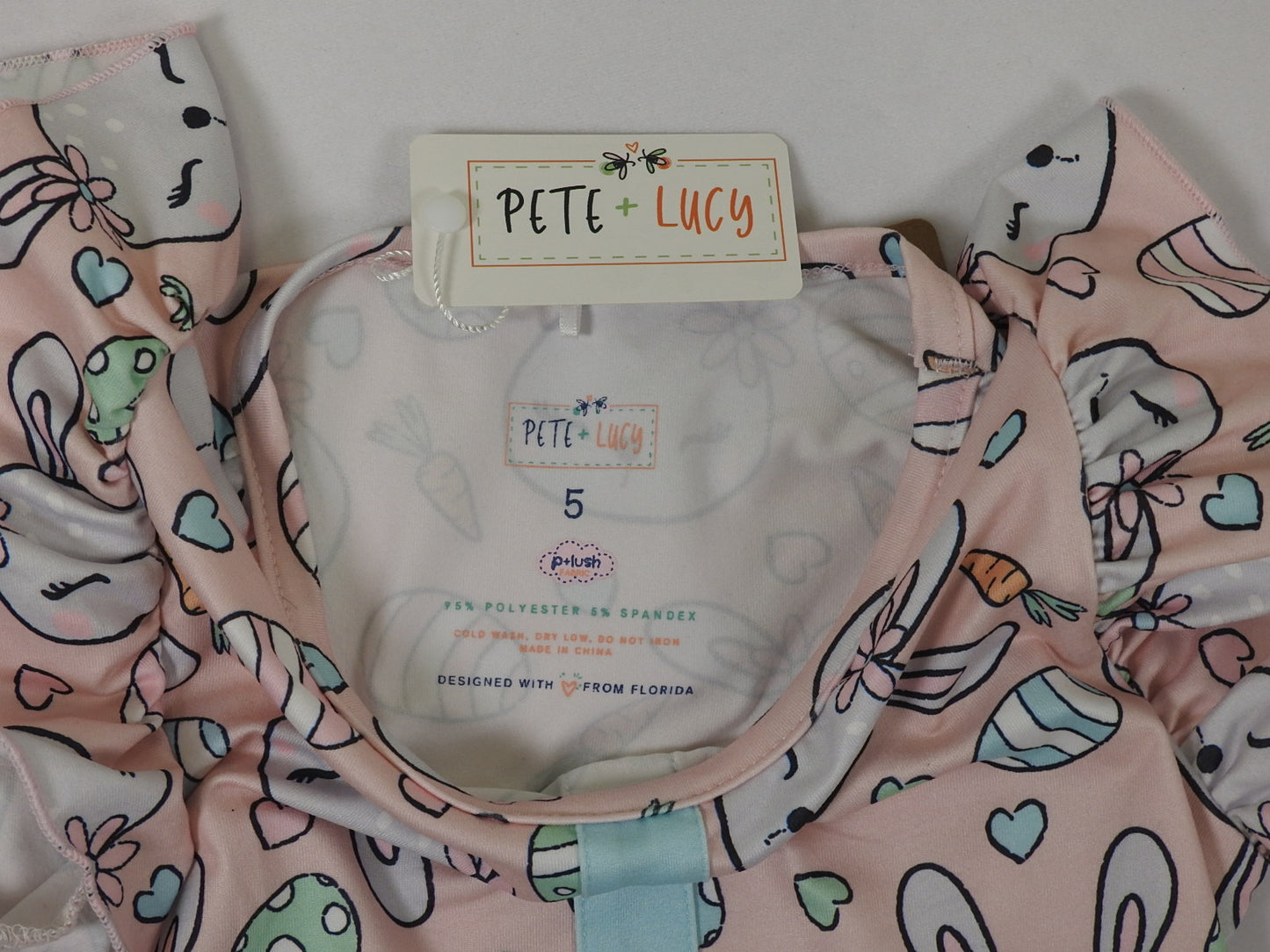 Pete + Lucy Girls Pink Easter Bunny Hop Dress Size 5