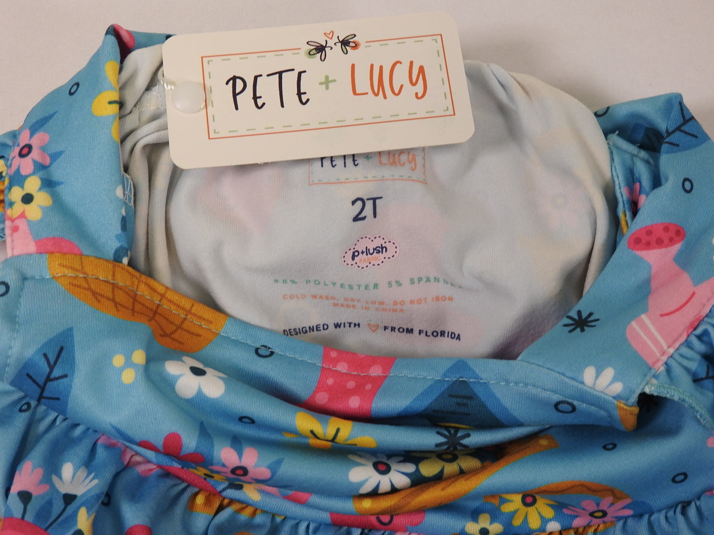 Pete + Lucy Girls Blue Gardening Bliss Dress Size 2T