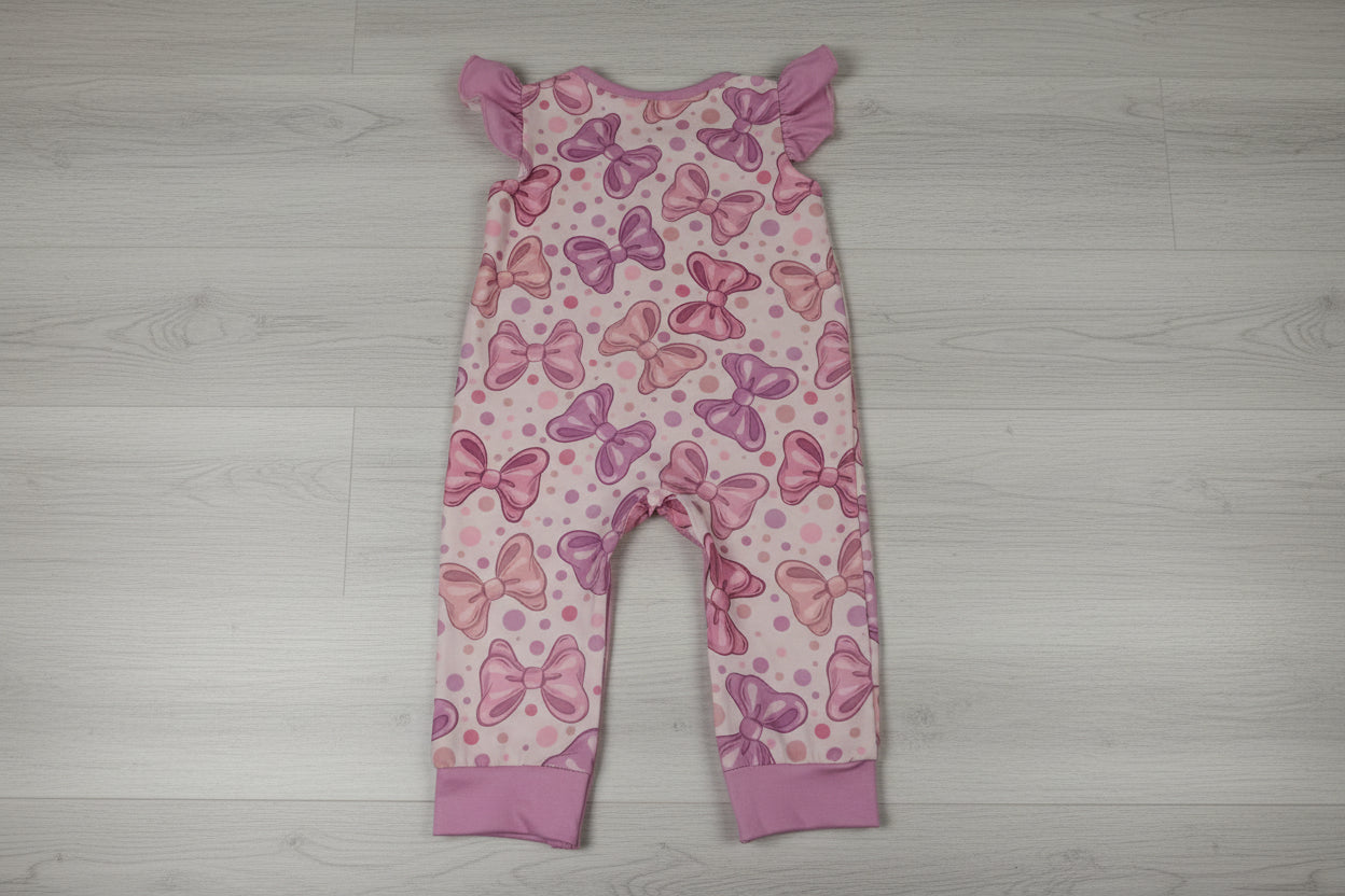 Pete + Lucy Girls Bowtastic Romper 6-9 mos