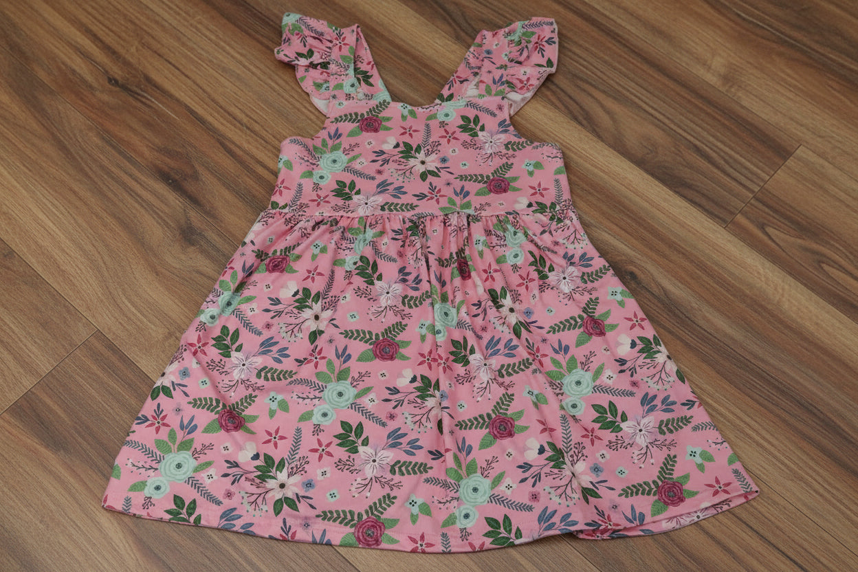 Pete + Lucy Girls Pink Rasberry Petals 2pc Short Set 10-12
