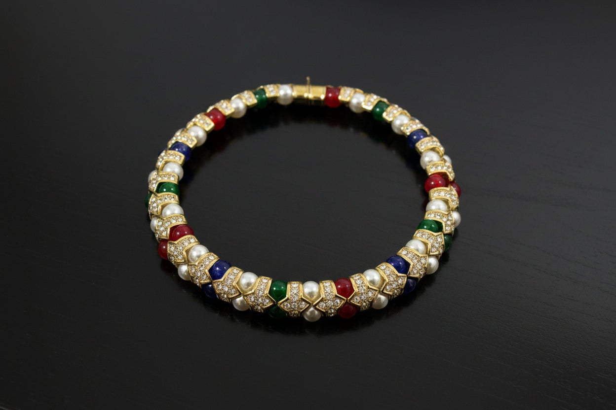 Fifth Avenue Collection - Stone & Faux Pearl Necklace and Bracelet Set