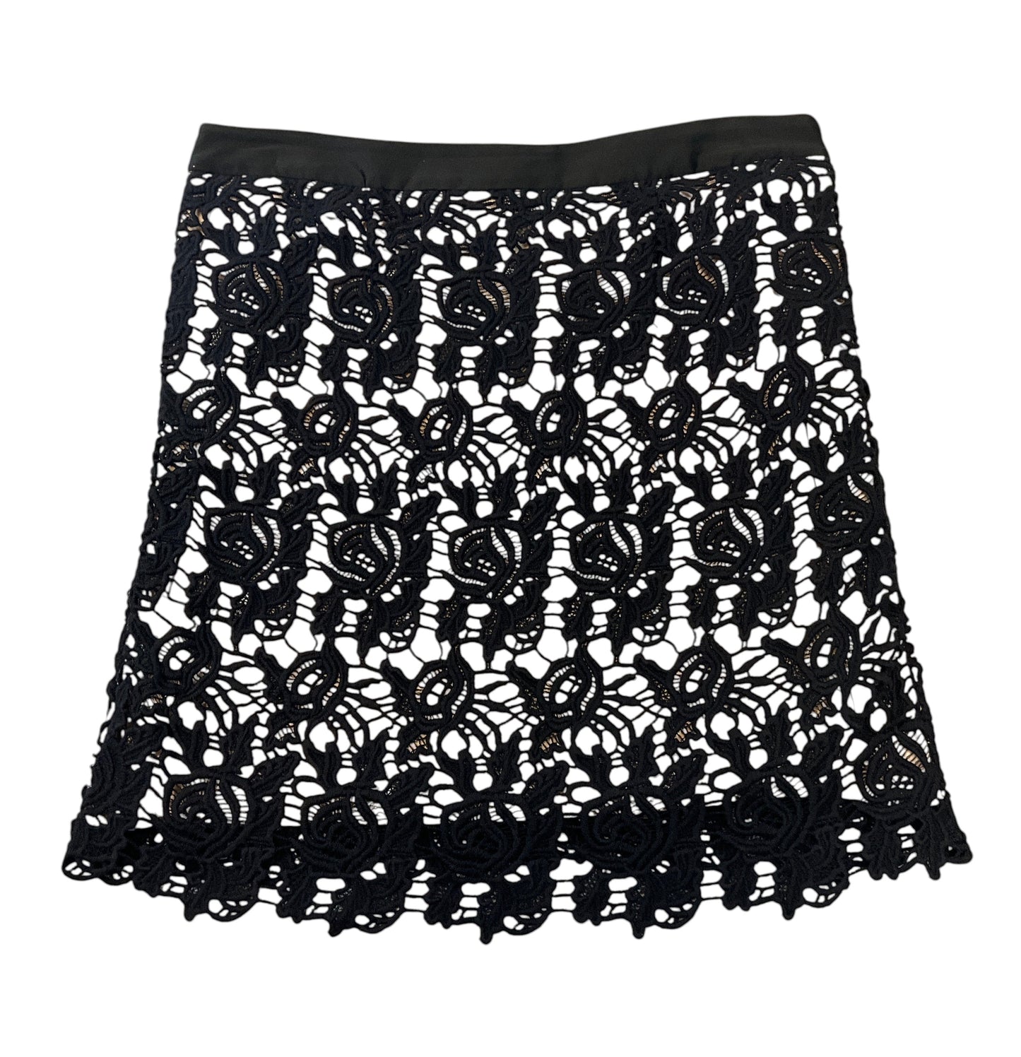 Willi Smith Women's Vintage Black Crochet Lace Pencil Skirt Size 8