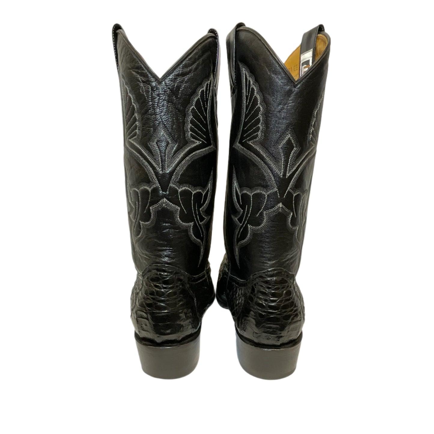 David Eden Men's Western Handmade Black Crocodile Boots