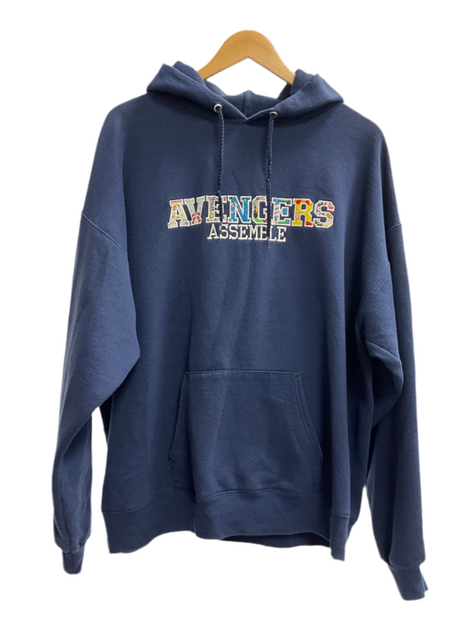 Embroidered Avengers Assemble Blue Pull Over Hoodie