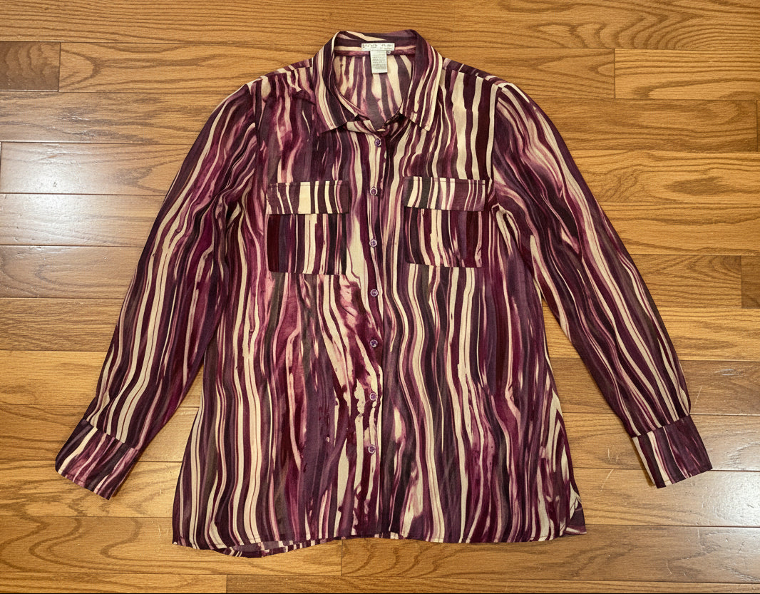 Alberto Makali Women's Vintage Button Down Top Sz L