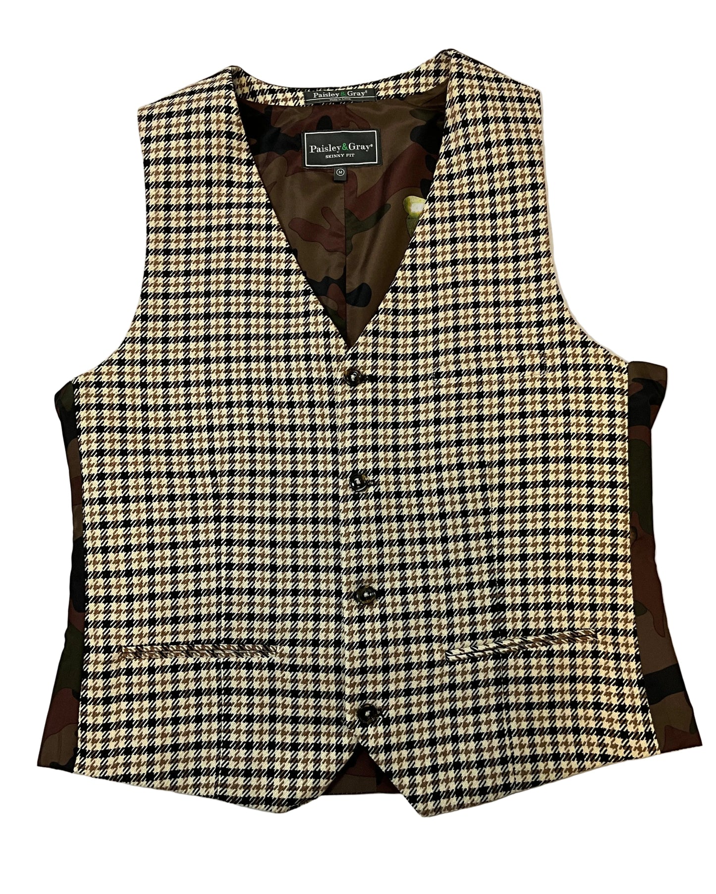 Paisley & Gray Skinny Fit 3 Pc Houndstooth Plaid Suit