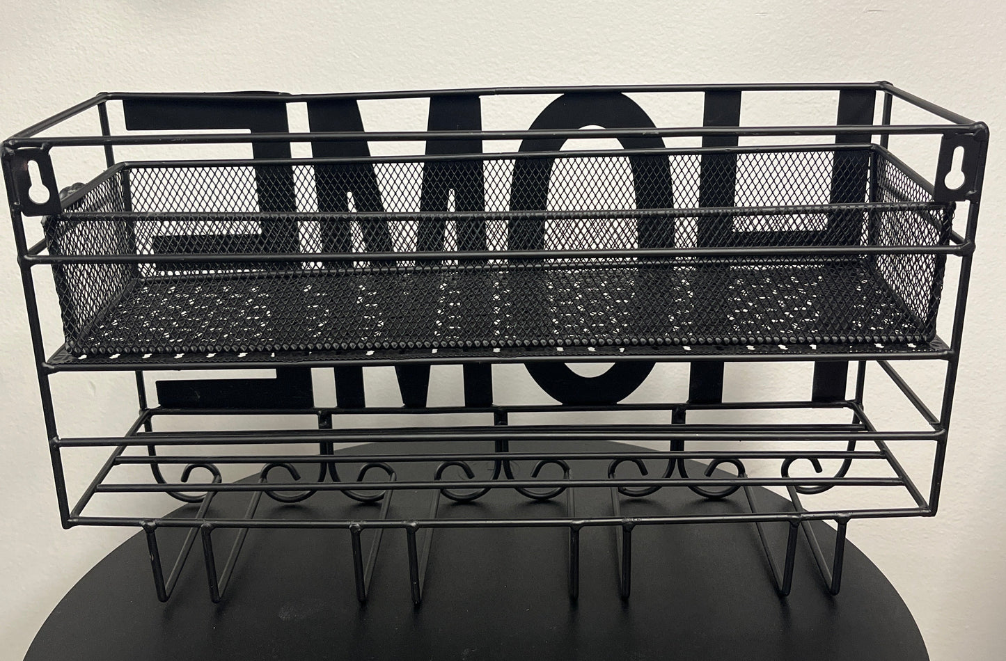 Home Black Wall Mount Metal Wine Rack