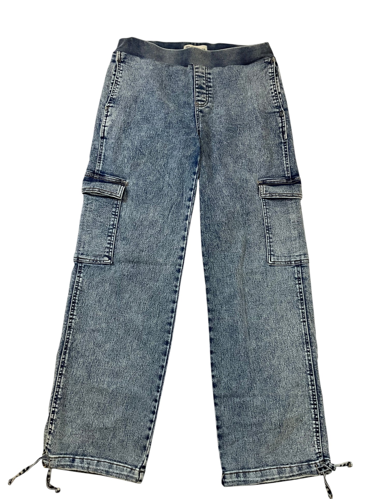 No Boundaries Women’s Small 4-6 Acid Wash Wide Leg Cargo Jeans Drawstring Hem