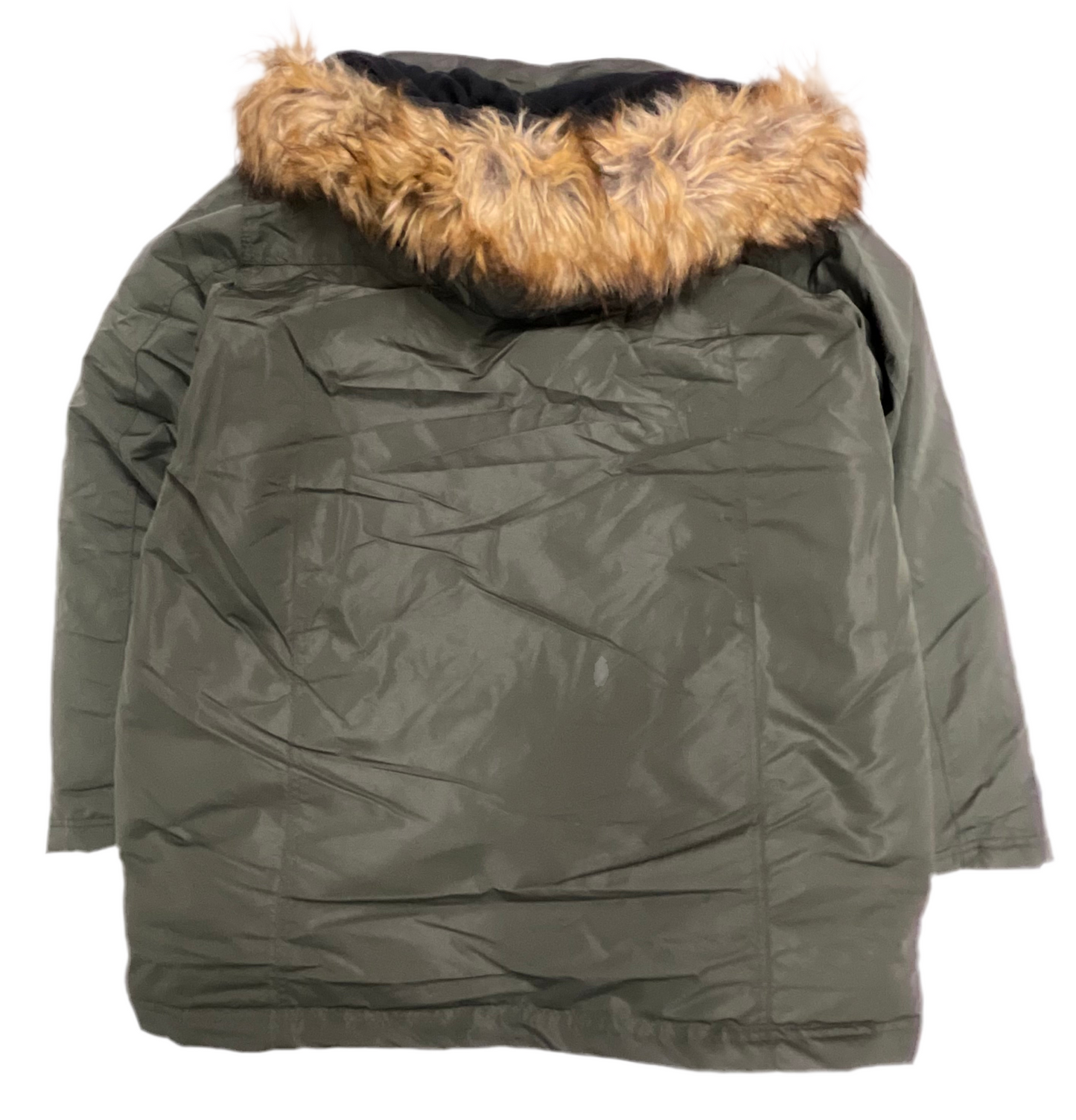 Abrigo con capucha de piel sintética verde para hombre de Canada Weather Gear.