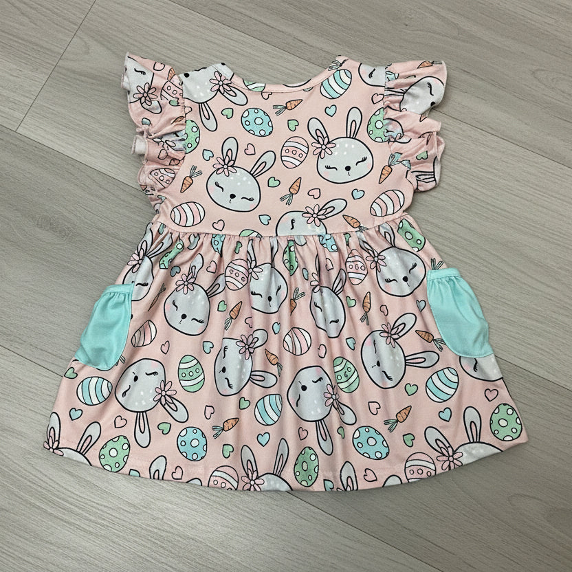 Pete + Lucy Girls Pink Easter Bunny Hop 2pc Pant Set Size 3T