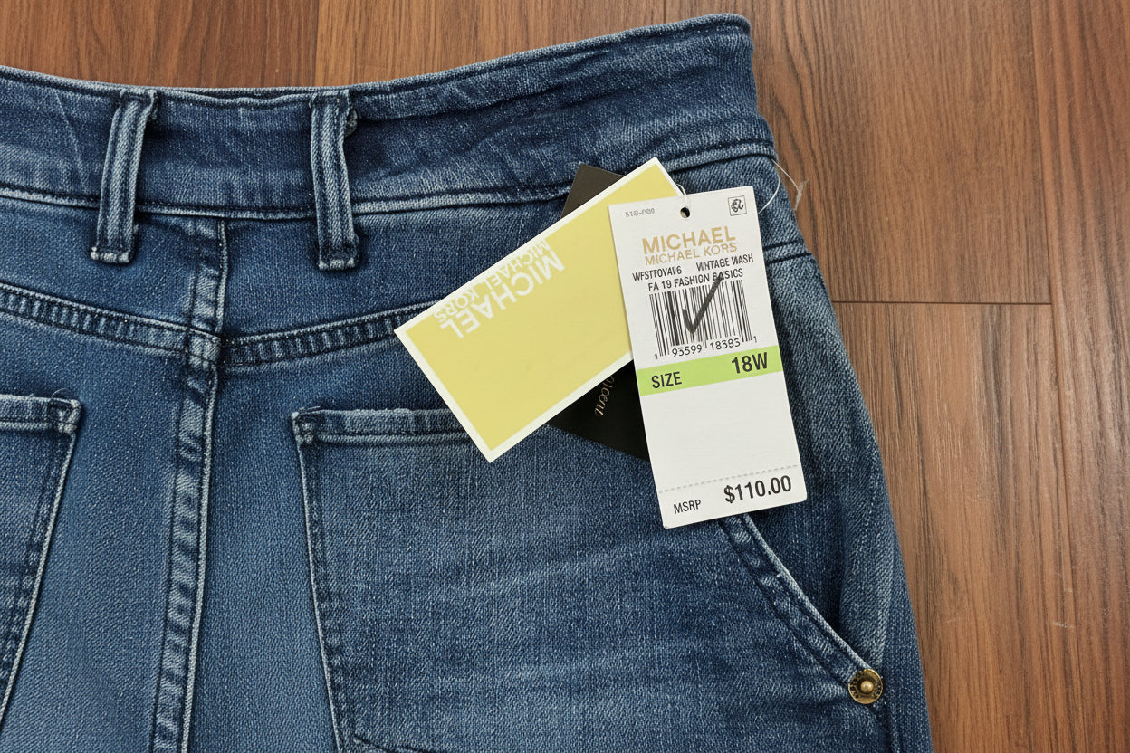 MICHAEL Michael Kors Women's Blue Denim Mini Skirt Size 18W