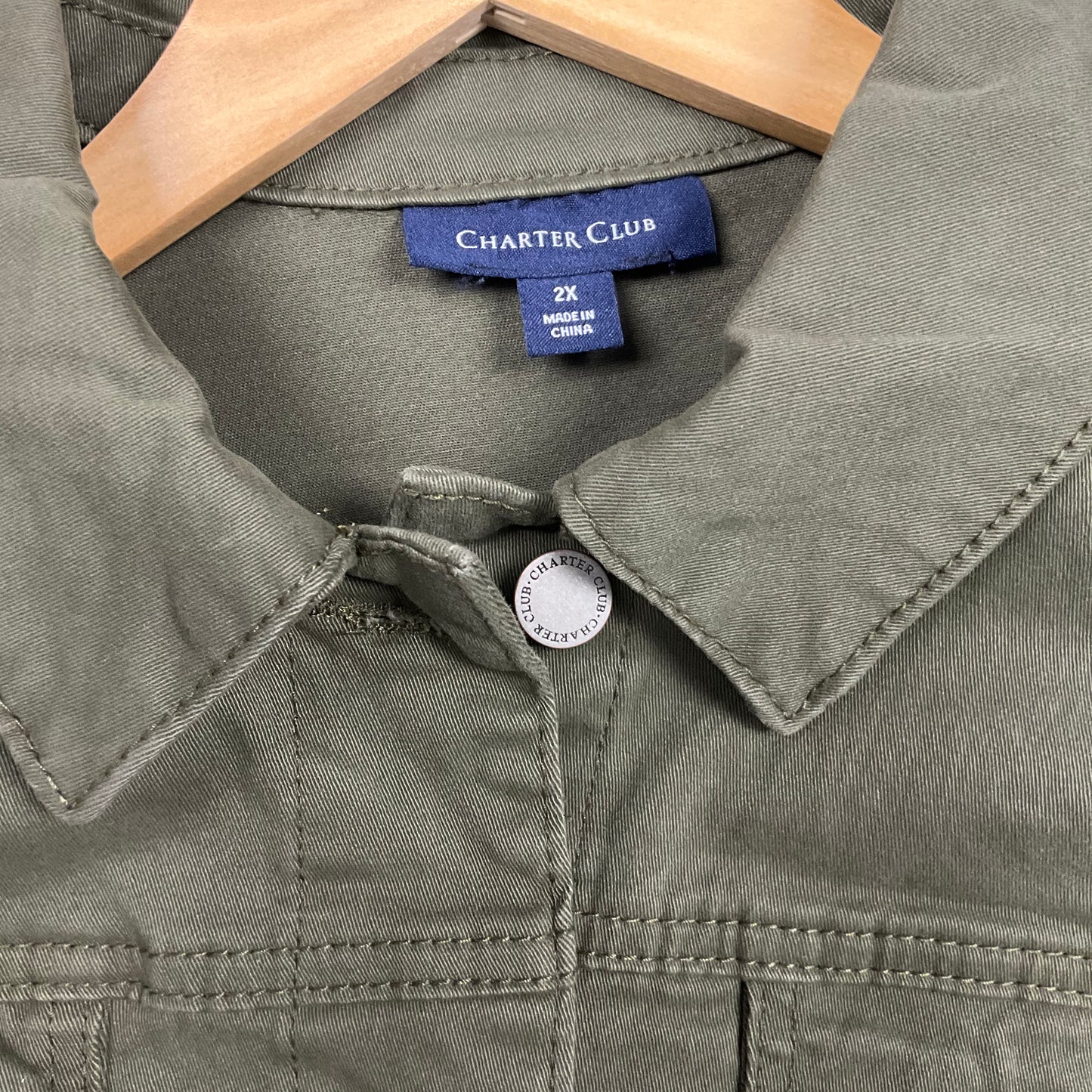 Charter Club Green Plus Size 2X Denim Jacket