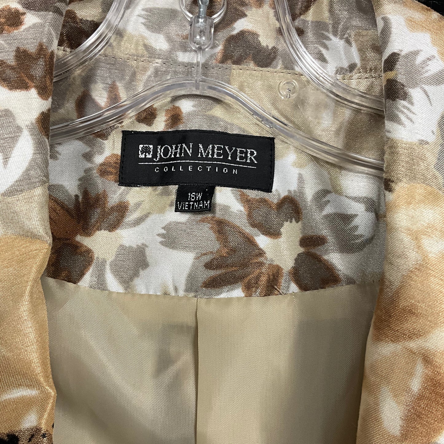 John Meyer Women's Tan Long Floral Trench Coat