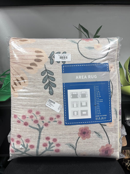 Floral 5 x 7 Washable Low Pile Area Rug