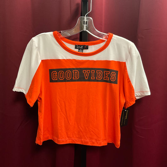 Good Vibes Orange White Crop T-Shirt