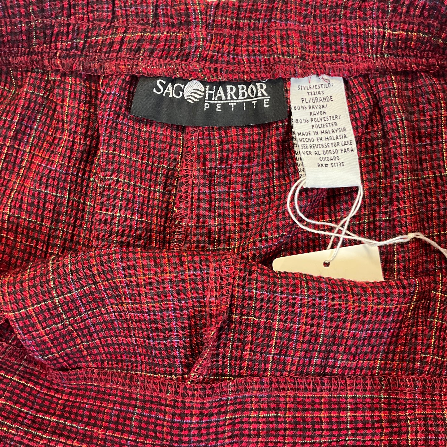 Sag Harbor Petite Women's Burgundy Plaid Pants