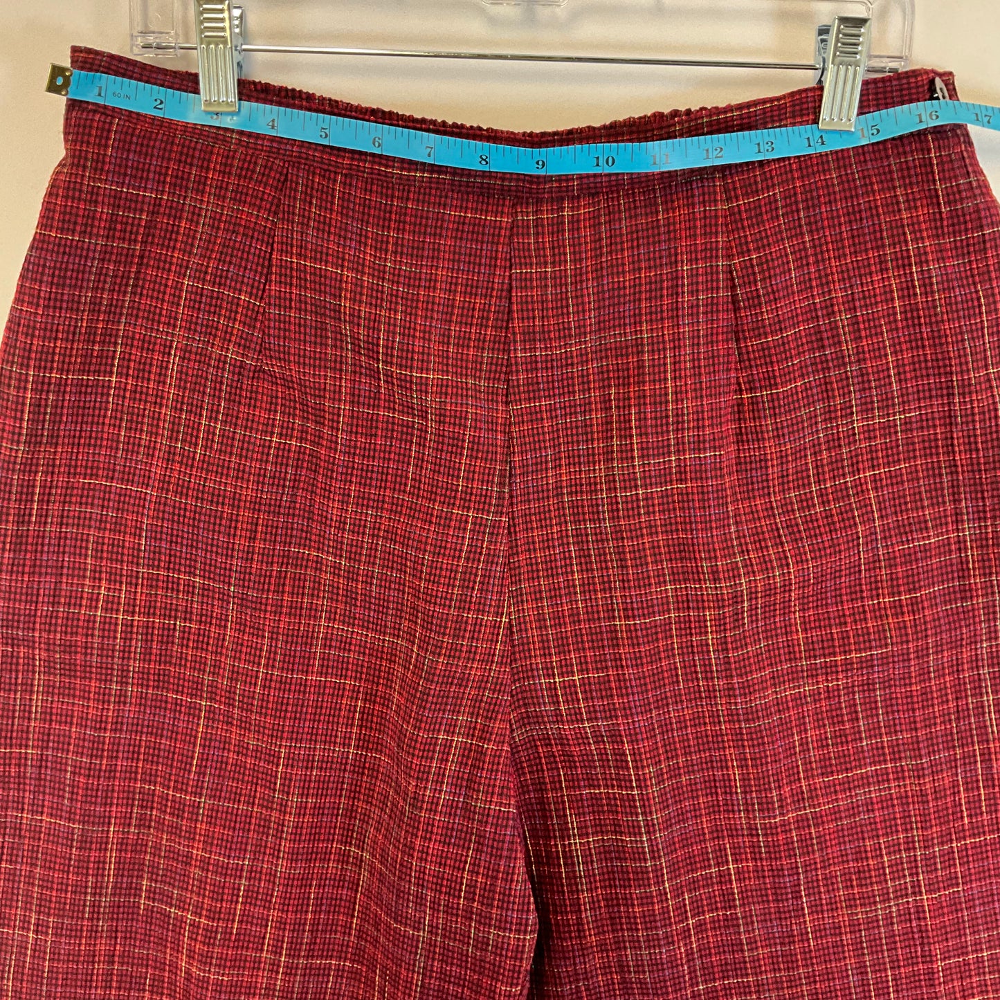 Sag Harbor Petite Women's Burgundy Plaid Pants