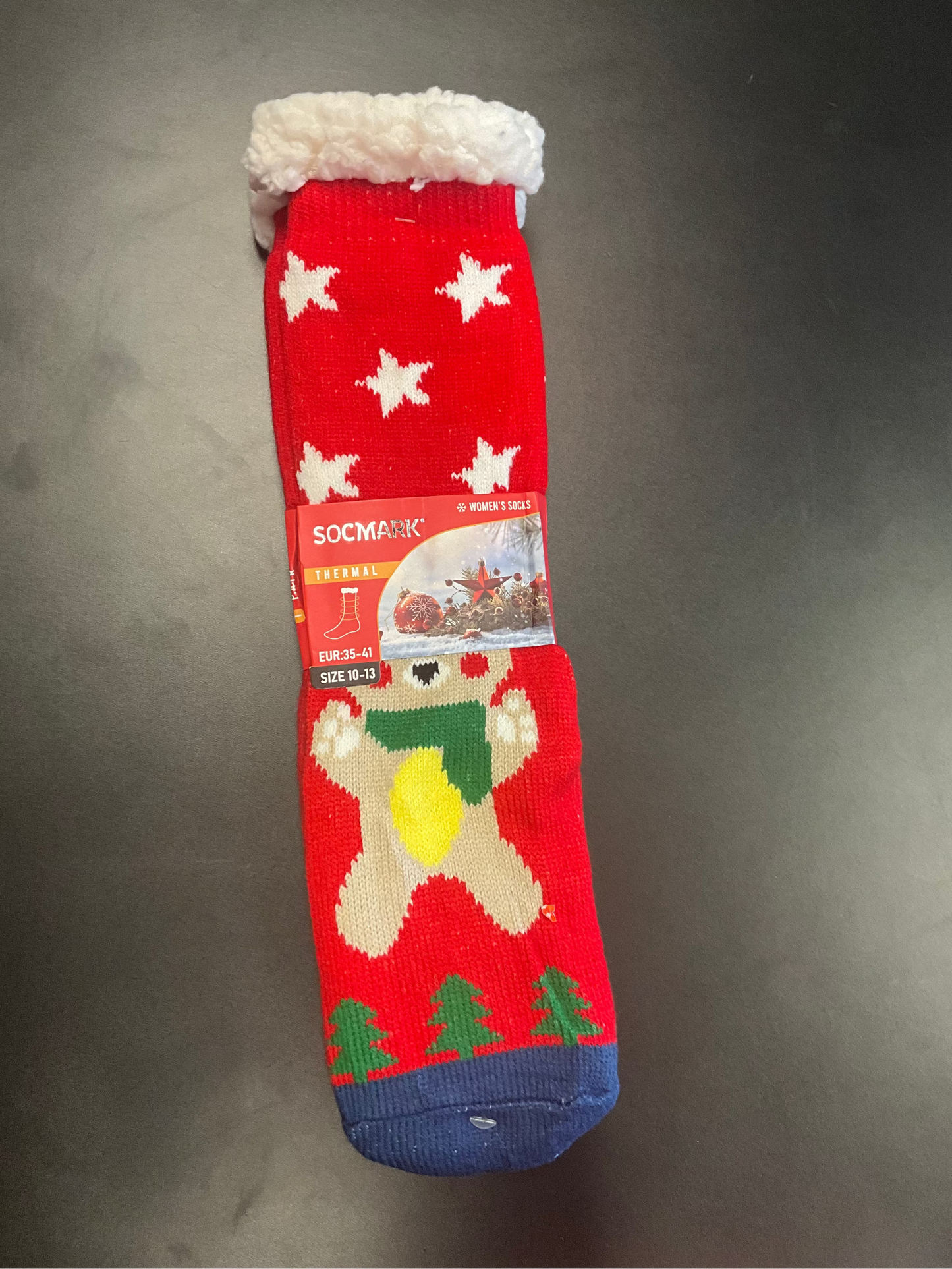 SocMark Women's Red Thermal Christmas Socks