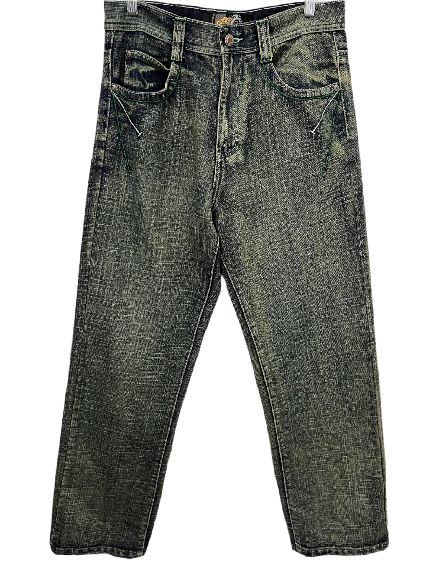 EXA Men's Embroidered Stitch Blue Jeans