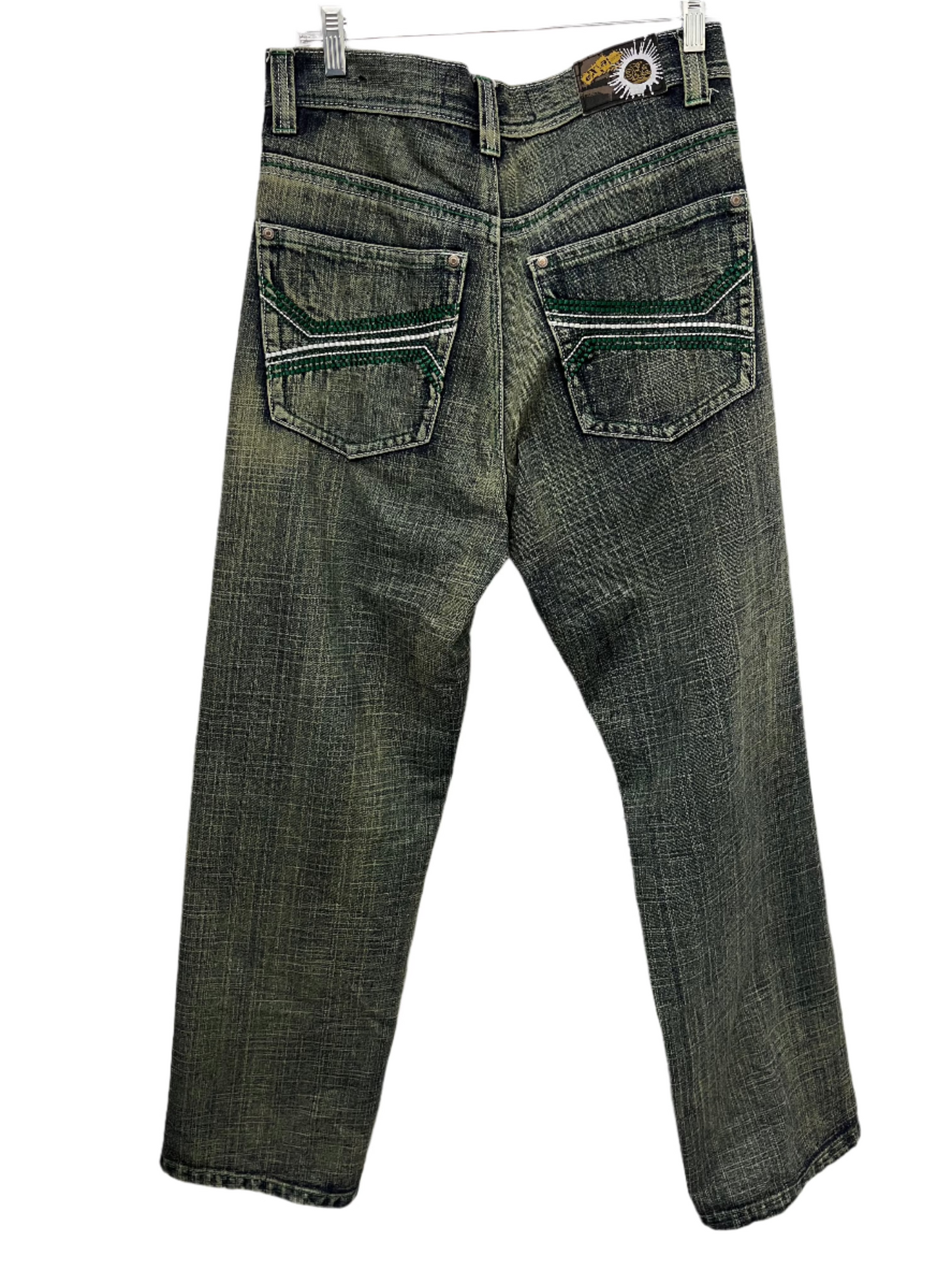 EXA Men's Embroidered Stitch Blue Jeans