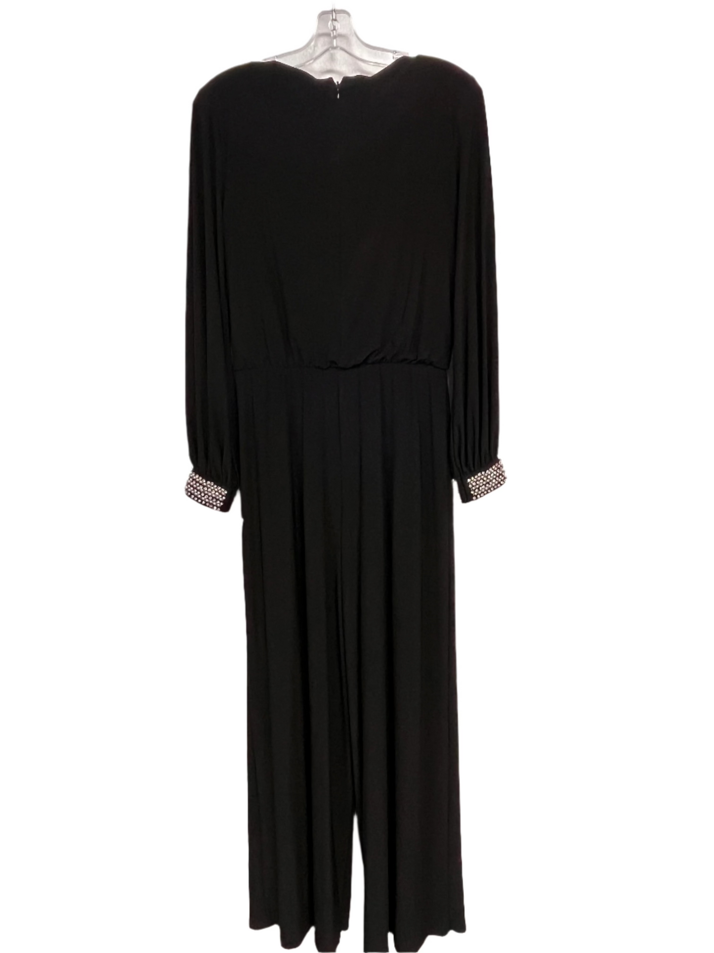 MSK Women's Black Long Sleeve Rhinestone Trim Jumpsuit