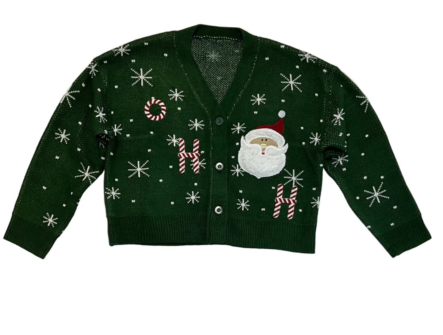 Knitted Cardigan Women's Green Christmas Sweater