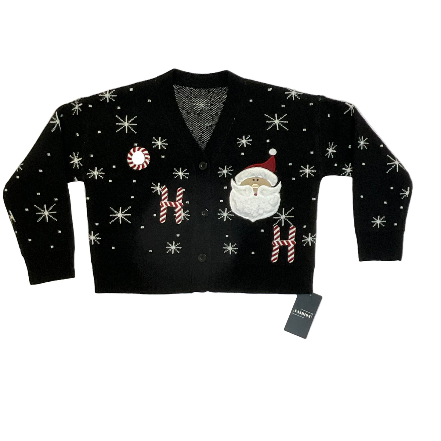 Knitted Cardigan Women's Black Christmas Sweater