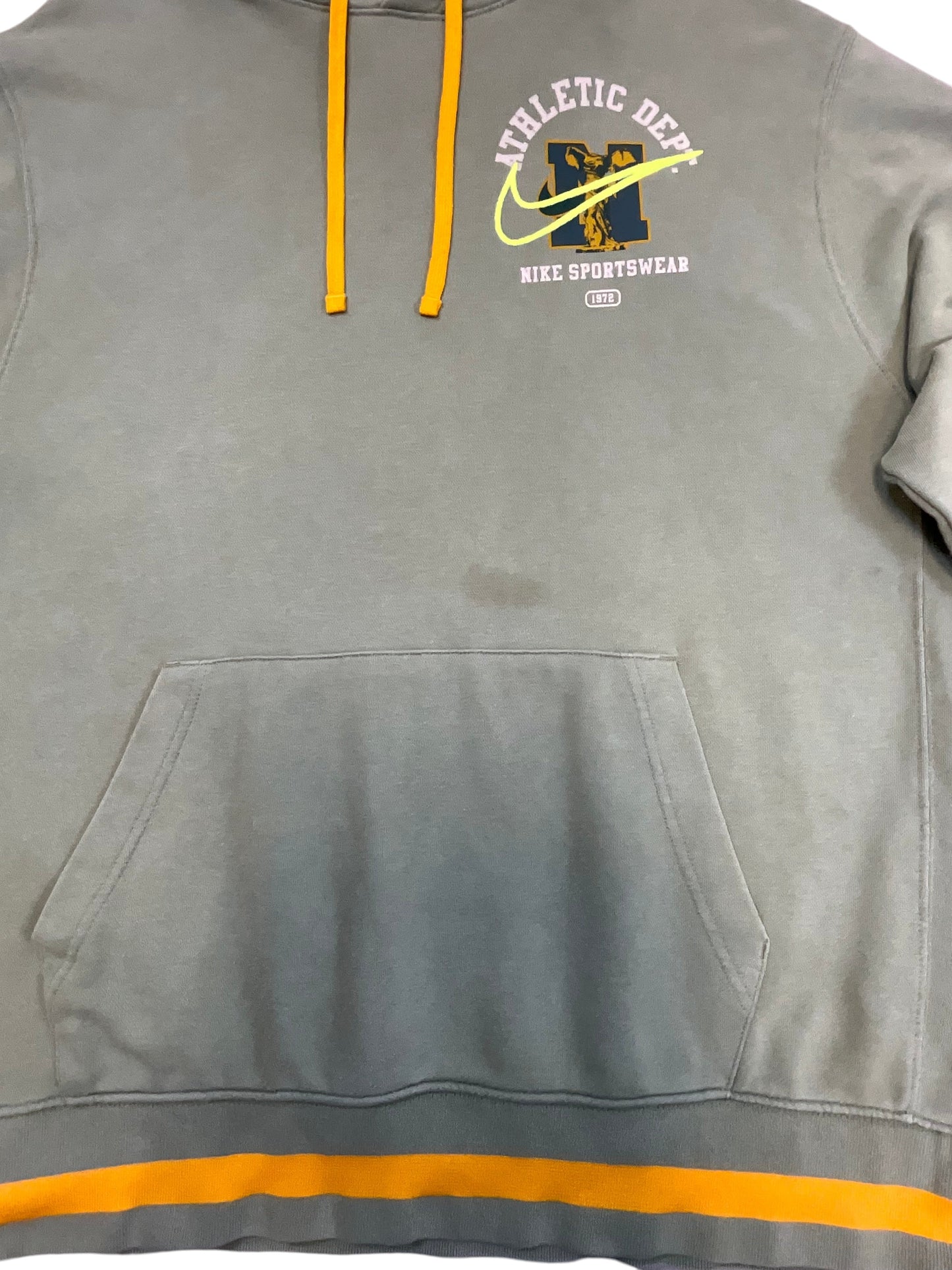 Nike Athletic Dept. Pullover Hoodie Olive Green Yellow Men's XL
