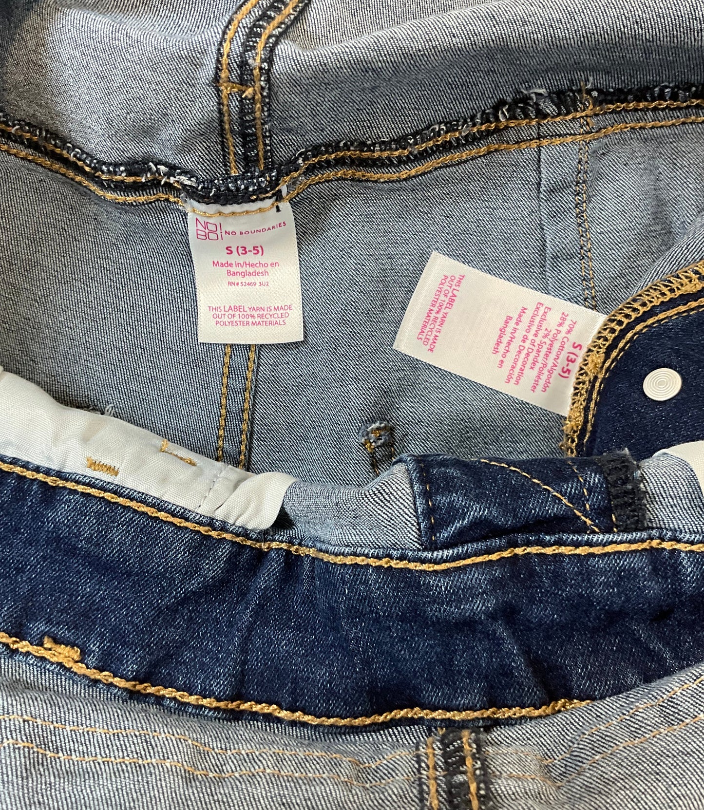 No Boundaries Denim Overall Shorts Women's Size S (3-5) Dark Wash Distressed