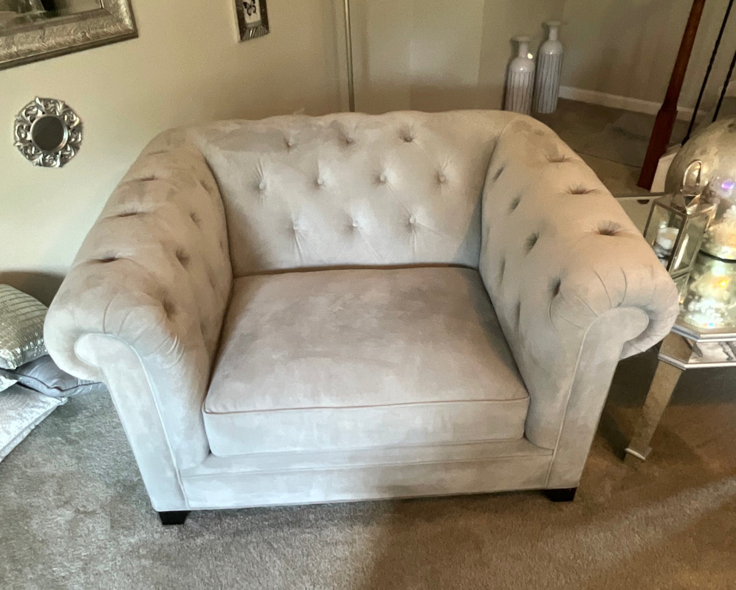 Martha Stewart Collection Bella Light Gray Living Room Set – Sofa & 2 Matching Armchairs