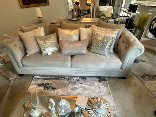 Martha Stewart Collection Bella Light Gray Living Room Set – Sofa & 2 Matching Armchairs