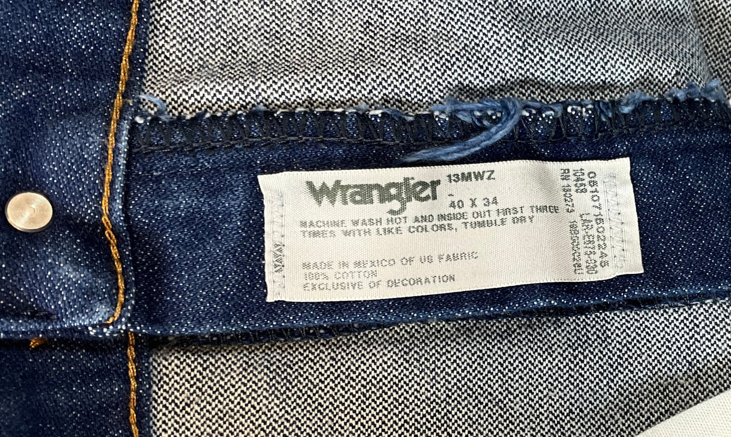 Wrangler 13MWZ Men's Cowboy Cut Jeans Size 40 Dark Wash Denim