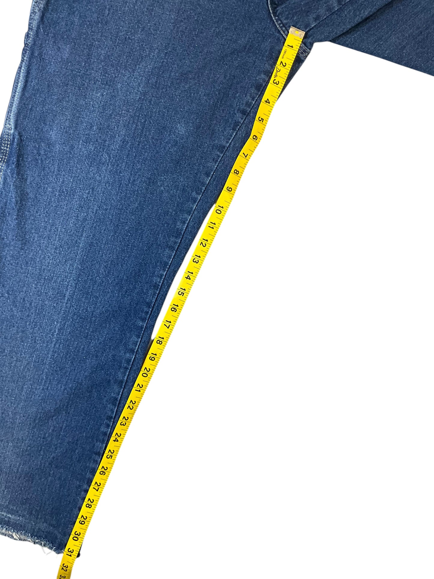 Dickies Women's Carpenter Jeans Size 16 Dark Wash Raw Hem Denim
