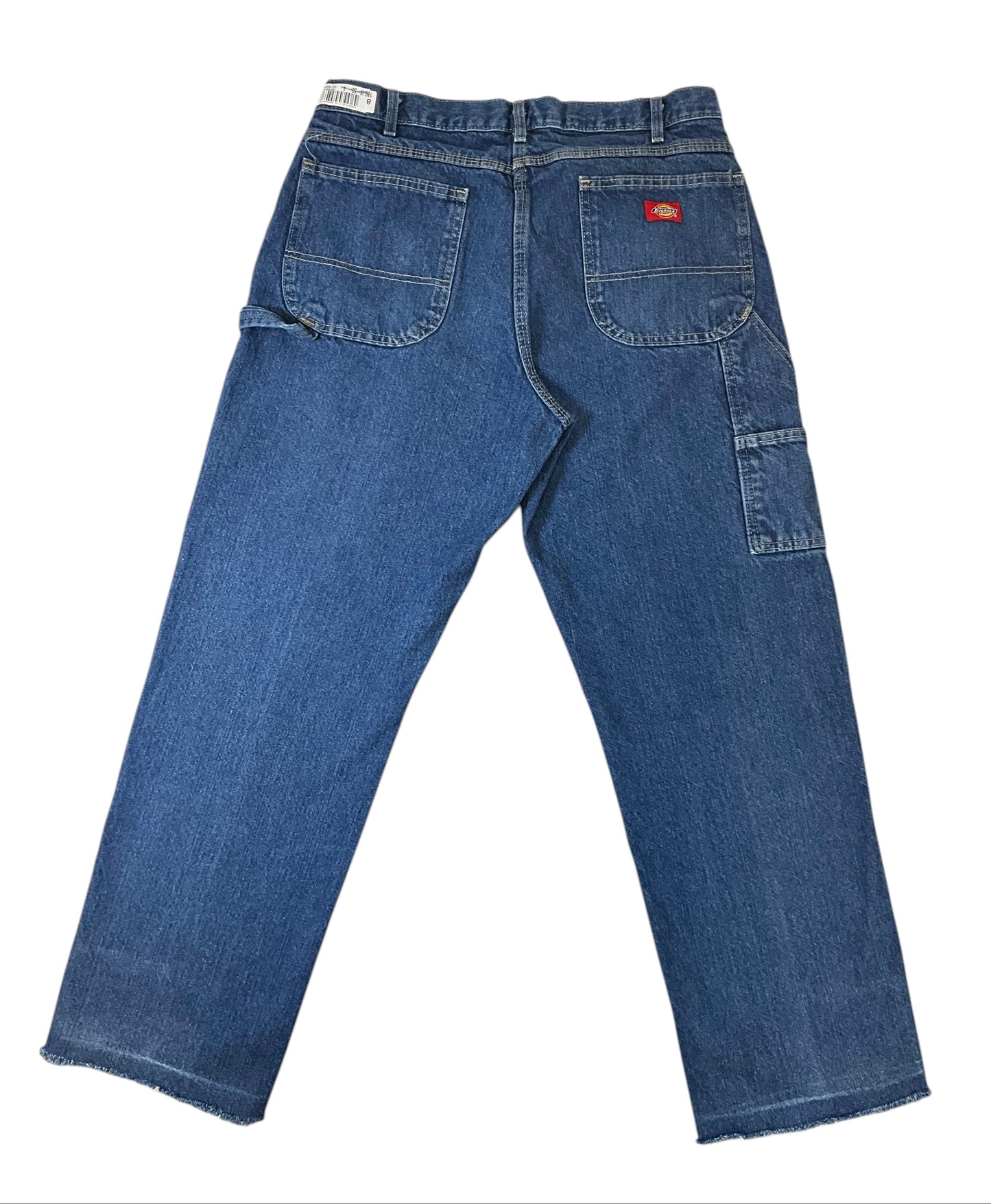 Dickies Women's Carpenter Jeans Size 16 Dark Wash Raw Hem Denim