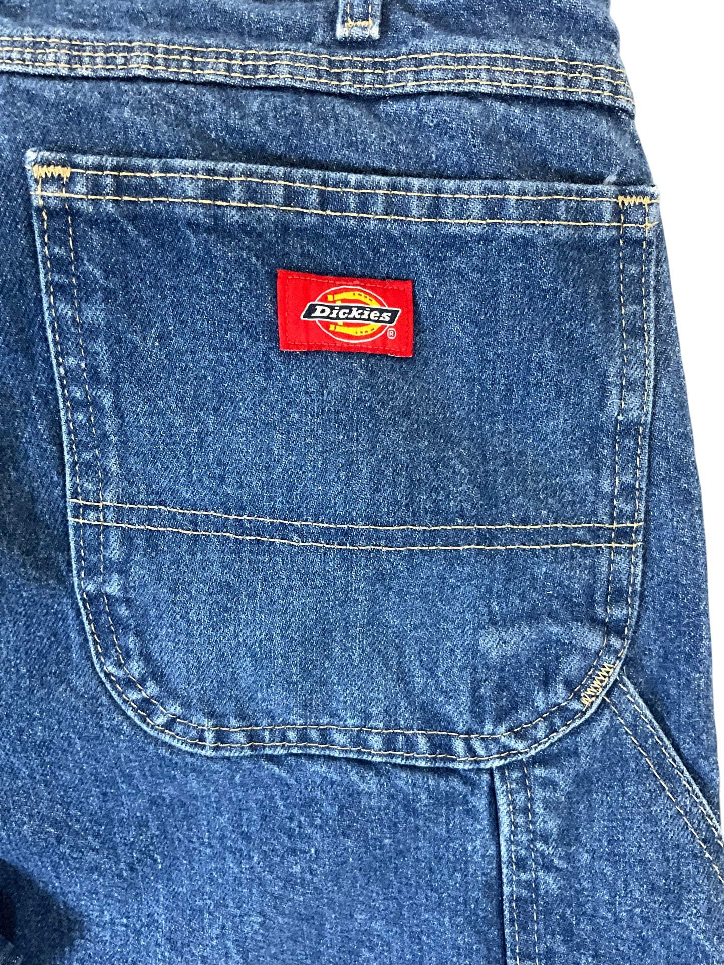 Dickies Women's Carpenter Jeans Size 16 Dark Wash Raw Hem Denim