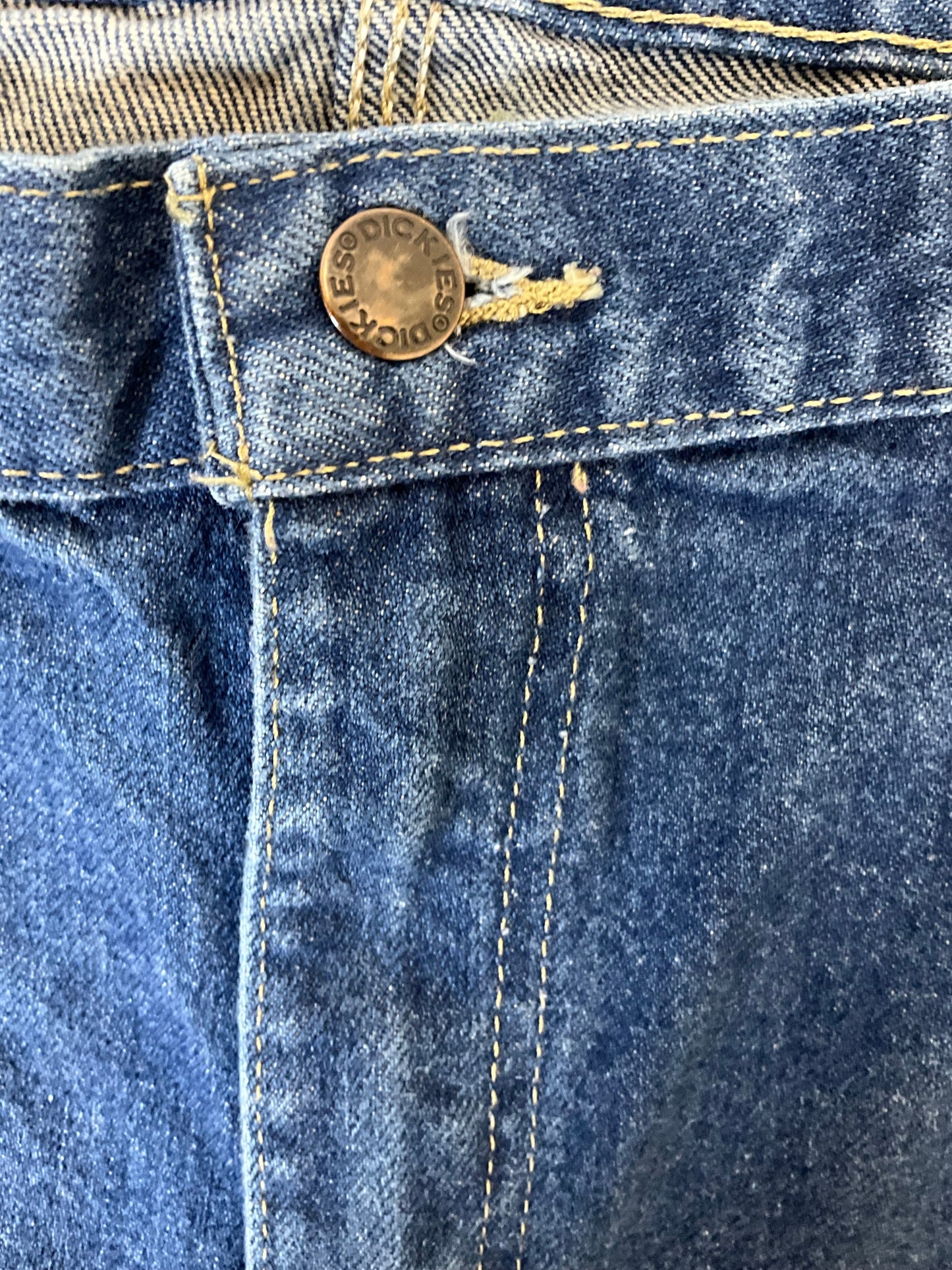 Dickies Women's Carpenter Jeans Size 16 Dark Wash Raw Hem Denim