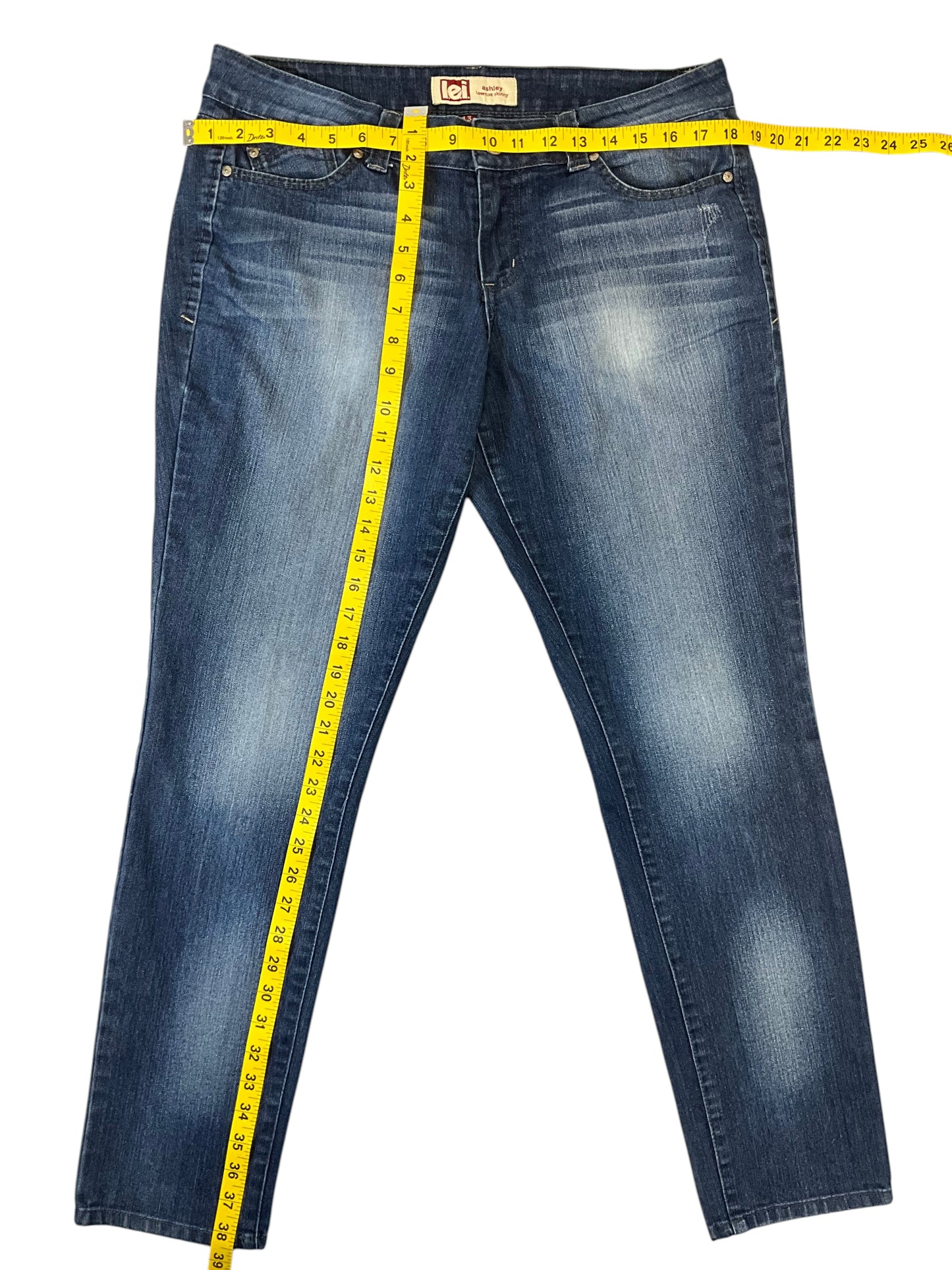 L.E.I. Ashley Lowrise Skinny Jeans Women’s Juniors Size 13 Dark Wash Embroidered
