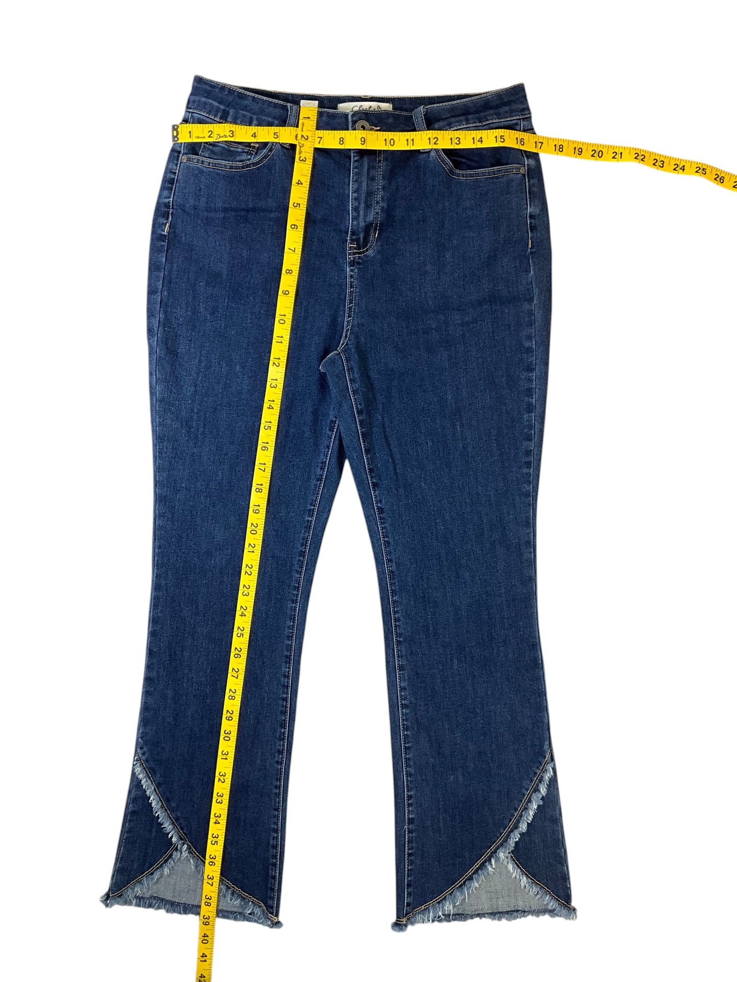 Charlie B Women’s Size 10 High-Rise Straight Jeans Frayed Tulip Hem