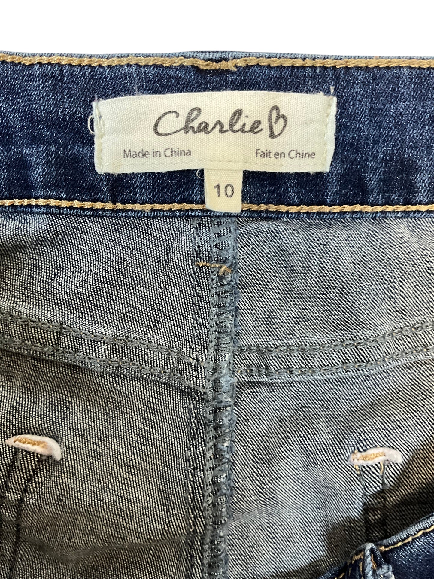 Charlie B Women’s Size 10 High-Rise Straight Jeans Frayed Tulip Hem