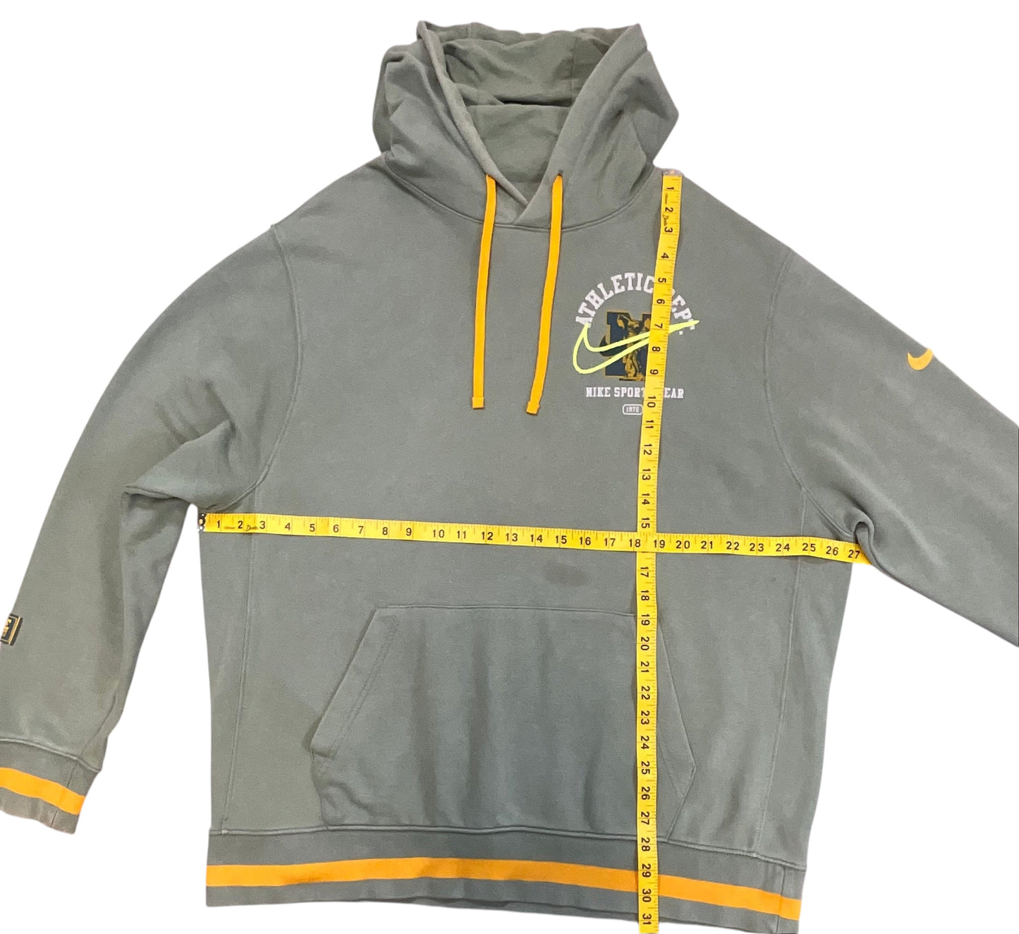 Nike Athletic Dept. Pullover Hoodie Olive Green Yellow Men's XL