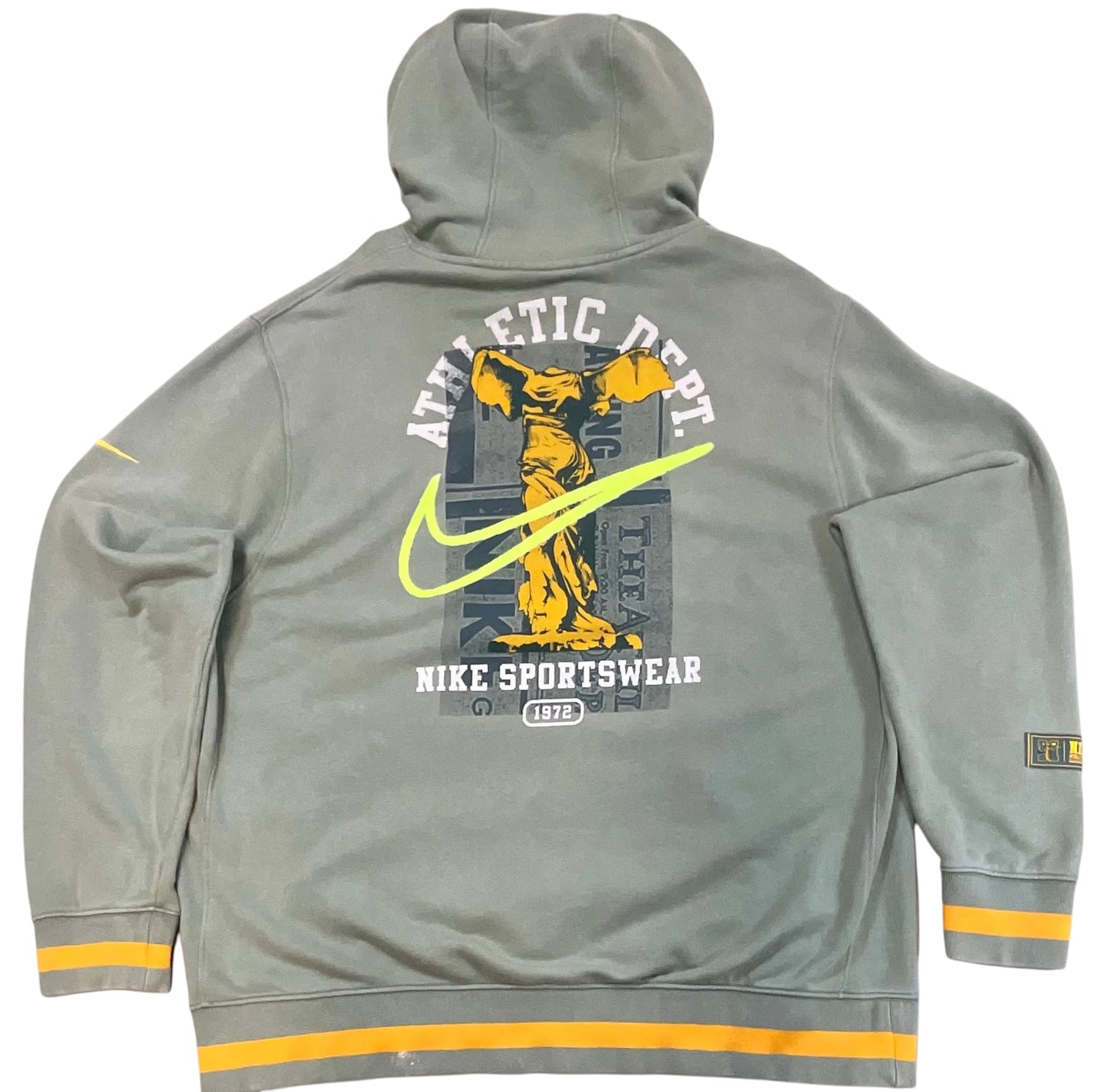 Nike Athletic Dept. Pullover Hoodie Olive Green Yellow Men's XL