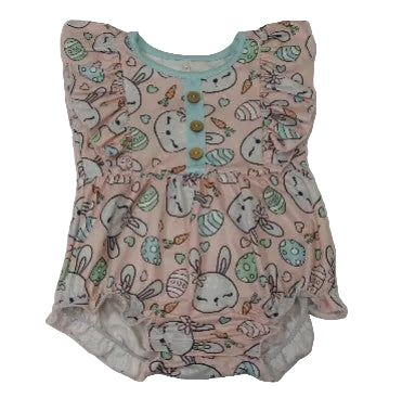 Pete + Lucy Girls Pink Easter Bunny Hop Romper 12-18 mos