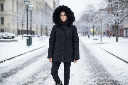 Reebox Women's Systems Active Black Faux Fur Hood Coat