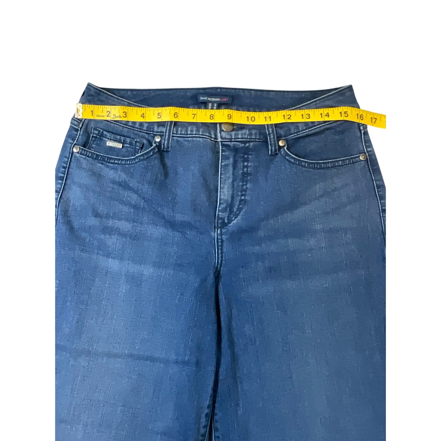 Isaac Mizrahi Live Women’s Size 10 Wide-Leg Crop Jeans Medium Wash Denim