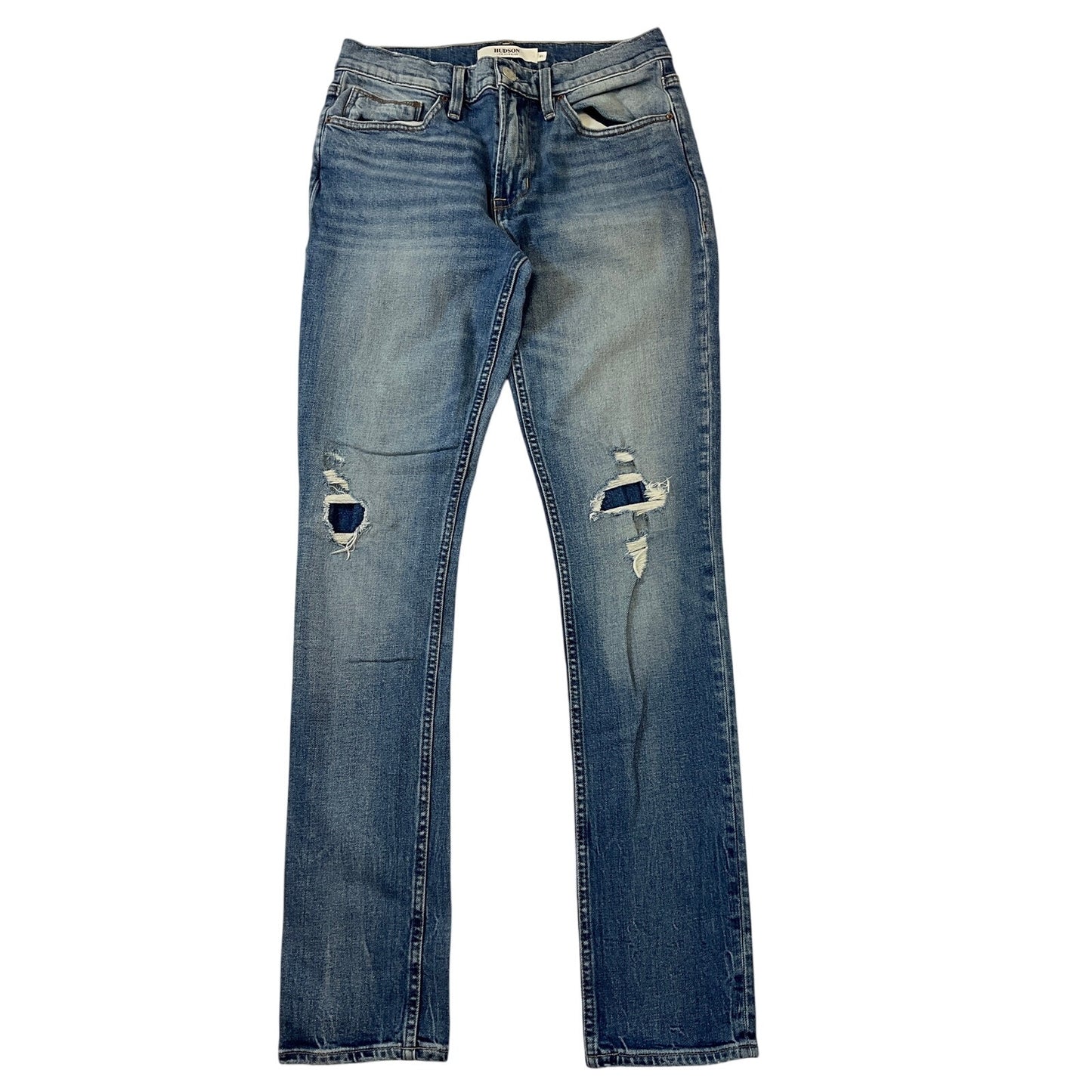 Hudson Los Angeles Men’s Distressed Straight-Leg Jeans Size 31 Medium Wash